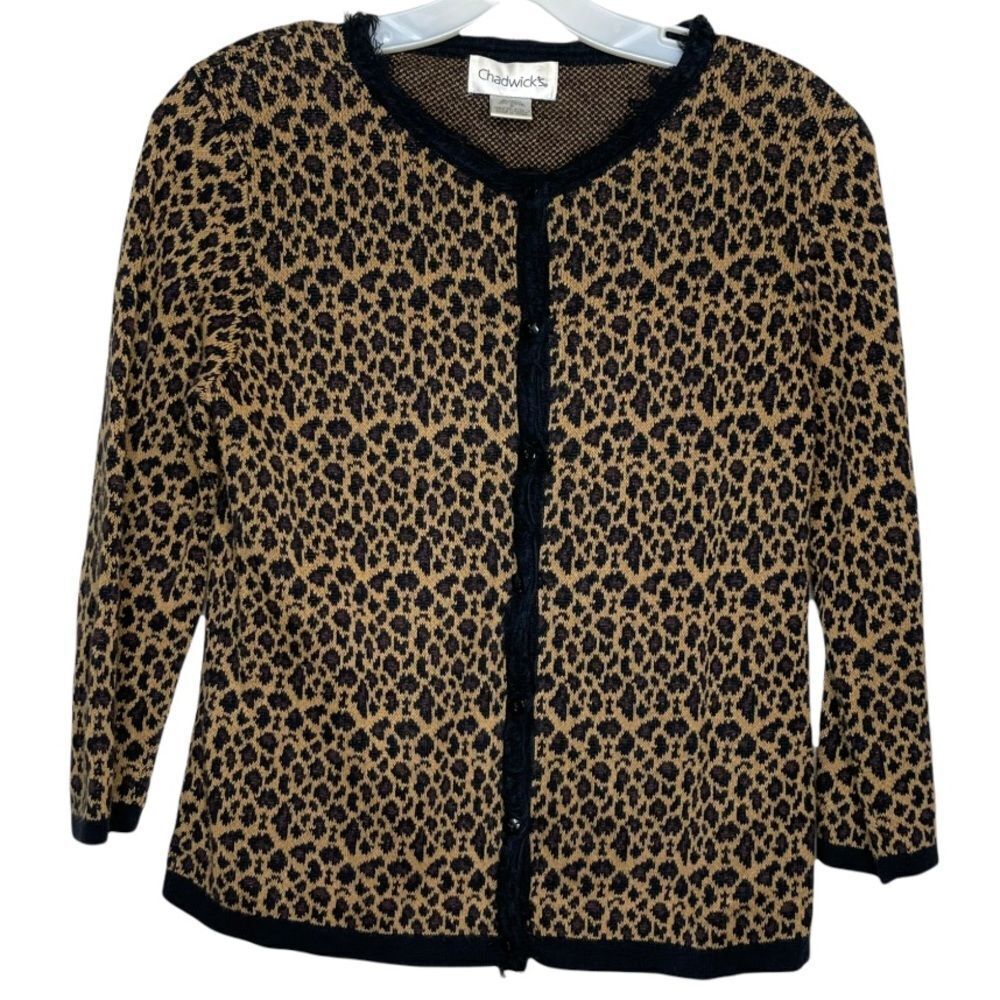 Vintage Chadwick's Animal Print Cardigan Sweater